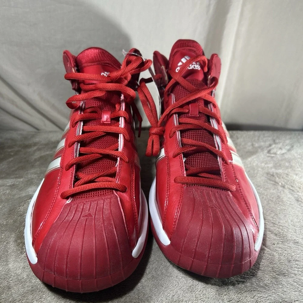 NWT Vintage Adidas Pro Model Team Color Red White Basketball Shoes Size 19